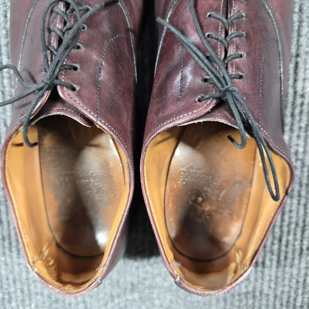 Allen Edmonds Byron Shoes Mens Size 11 D Burgundy‎ Cap Toe Dress Oxford Made USA